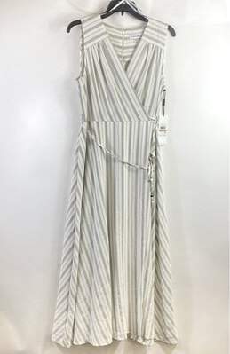 Calvin Klein Women White Striped Maxi Dress Sz 12
