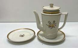 Royal Copenhagen Porcelain Coffee Pot and 2 Plates Fine China 3 pc Set