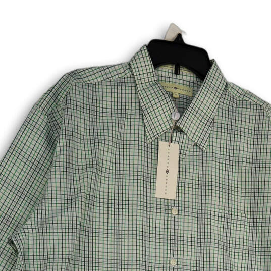NWT Mens Green White Long Sleeve Point Collar Button-Up Shirt Size X-Large image number 3