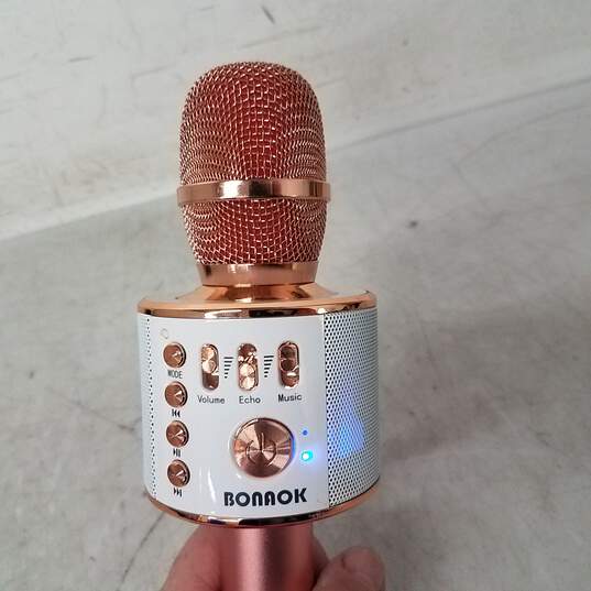 BONAOK Wireless Karaoke Microphone (Rose Gold color) with case - Power on tested image number 2