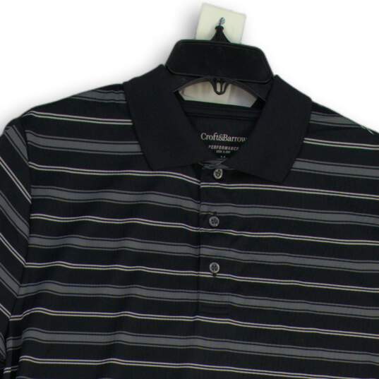 NWT Mens Multicolor Striped Performance Short Sleeve Golf Polo Shirt Size M image number 3