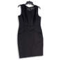 Womens Black Round Neck Sleevelesss Back Zip Knee Length Sheath Dress Sz 12 image number 1