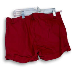 Womens Red Flat Front Slash Pocket Stretch Cuffed Chino Shorts Size 12 alternative image