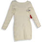 NWT Womens White Fuzzy Knit Long Sleeve Square Neck Sweater Dress Size L image number 2