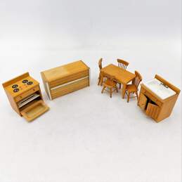 Mixed Lot Of Wooden Doll House Kitchen Furniture