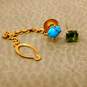 VNTG 10k Yellow Gold Turquoise Cabochon & Asscher Cut Peridot Pins 4.2g image number 1