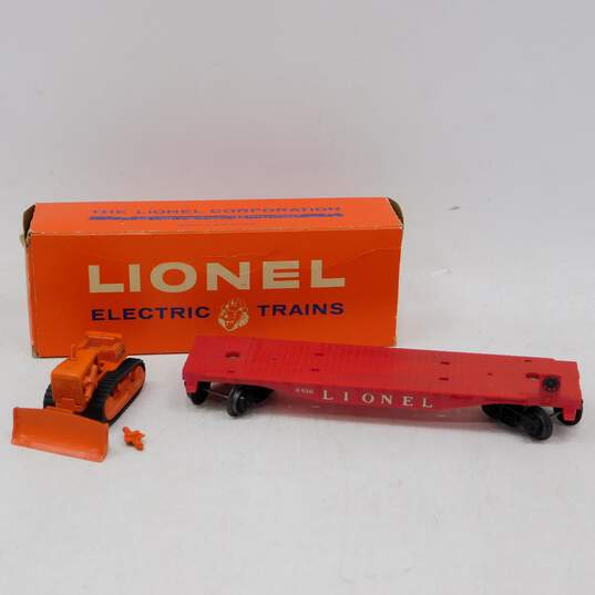 Vintage Lionel Electric Train Model #6816 Flat Car w/ Bulldozer IOB image number 1