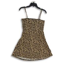 Divided Womens Brown Cheetah Print Spaghetti Strap Pullover Mini Dress Size 6 alternative image