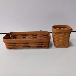 2pc. Vintage Longaberger Breadbasket w/ Leather Handles and Spoon Basket