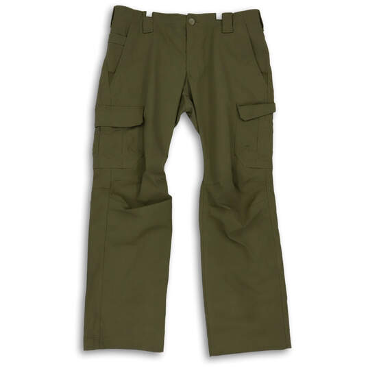 Womens Green Storm Flap Pocket Flat Front Straight Leg Cargo Pants Size 14 image number 1