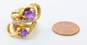 Vintage 14K Yellow Gold Amethyst 0.10 CTTW Diamond Cocktail Ring 10.6g image number 5