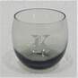 Vintage MCM Smoky Gray Glass Etched K Monogram Rocks Bar Glasses Set of 6 image number 6