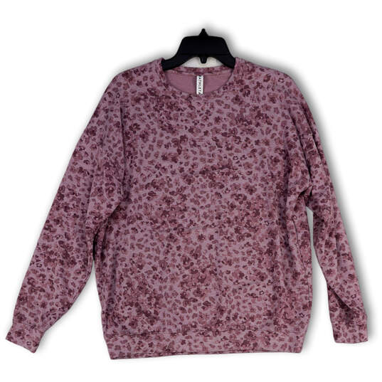 Womens Purple Studio to Street Print Crew Neck Pullover Sweatshirt Size M image number 1