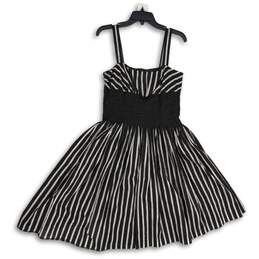Womens Black Striped Smocked Waist Wide Strap Sleeveless Mini Dress Size 8