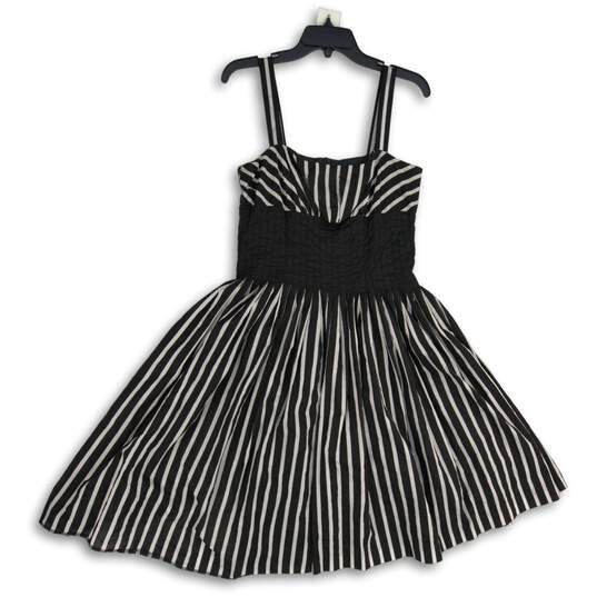 Womens Black Striped Smocked Waist Wide Strap Sleeveless Mini Dress Size 8 image number 1