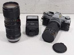 Canon AE-1 Vintage Film Camera w/ Accessories & Lenses Untested