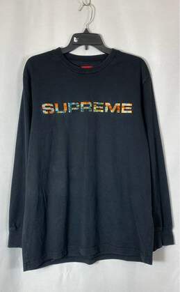 Supreme Men Black Graphic Long Sleeve Shirt- Size L