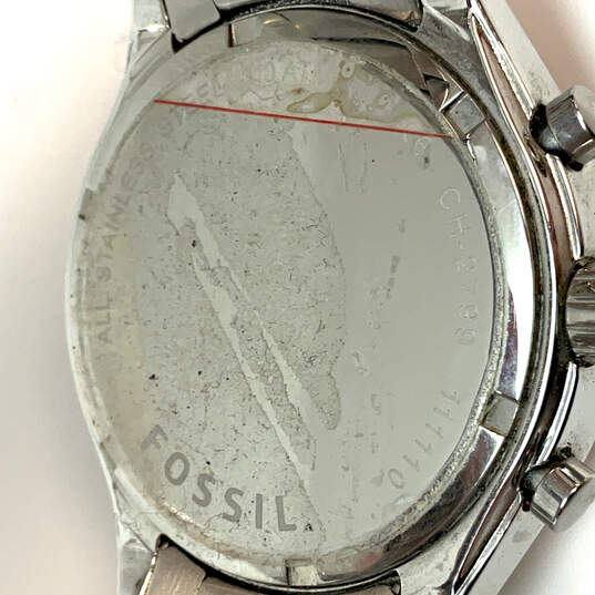 Designer Fossil Flight CH-2799 Silver-Tone Black Dial Analog Wristwatch image number 5