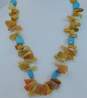Artisan 925 Turquoise & Orange & Yellow Agate Graduated & Faceted Serpentine Beaded Necklaces Variety 185.2g image number 2