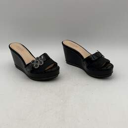 Coach Womens Black Open Toe High Wedge Heel Slip On Slide Sandal Size 5