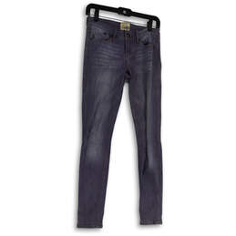 Womens Gray Denim Medium Wash Pockets Regular-Fit Skinny Leg Jeans Size 25