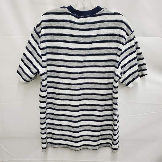 Scotch & Soda WM's Horizontal Blue & Gray Stripe Crewneck Sweater Size M image number 2