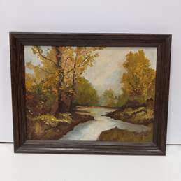 Framed Painting of Forest on Canvas