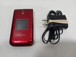 Alcatel Red Jitterbug Flip Cell Phone w/ Charger