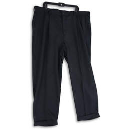 NWT Mens Navy Blue Pleated Slash Pocket Straight Leg Dress Pants Size 44x32