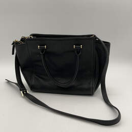 Womens Black Leather Tassel Outer Pockets Adjustable Strap Satchel Bag alternative image