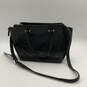 Womens Black Leather Tassel Outer Pockets Adjustable Strap Satchel Bag image number 2