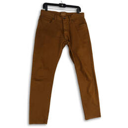 Mens Brown Denim Dark Wash 5-Pocket Design Straight Leg Jeans Size 31x32