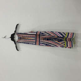 Womens Multicolor Printed Halter Neck Keyhole Front A-Line Dress Size 4 alternative image