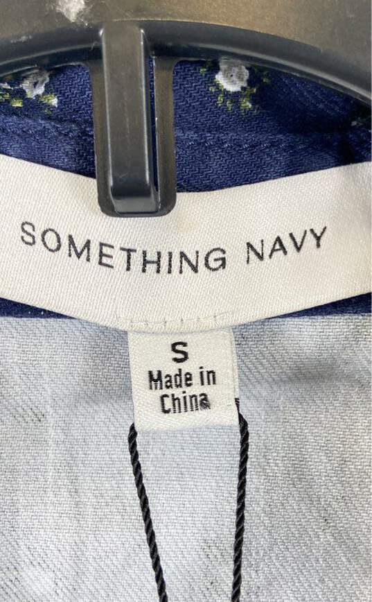 Something Navy Women Blue Ruffled Denim Jacket S image number 3