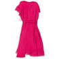 Womens Pink V-Neck Belted Ruffle Short Sleeve Back Zip A-Line Dress Size 24 image number 2