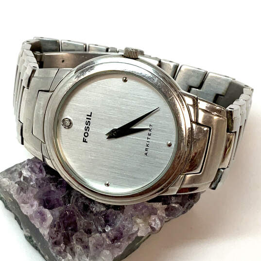 Designer Fossil Arkitekt FS-3005 Silver-Tone Round Dial Analog Wristwatch image number 1