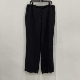 NWT Womens Black Flat Front Pockets Wide Leg Dress Pants Size 16 W