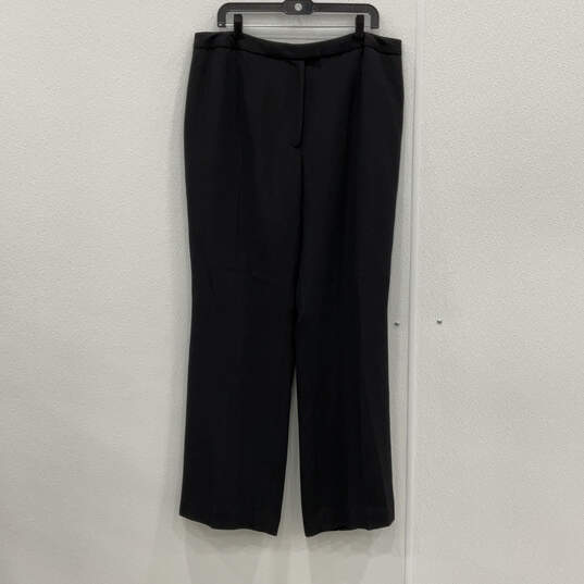 NWT Womens Black Flat Front Pockets Wide Leg Dress Pants Size 16 W image number 1