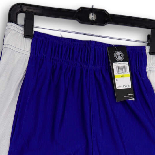 NWT Mens Blue White Flat Front Elastic Waist Athletic Shorts Size Medium image number 3