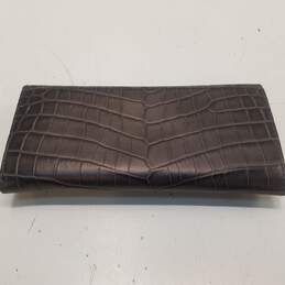 Michael Kors Gray Croc Embossed Leather Accordion Flap Fold Envelope Wallet alternative image
