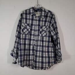 Mens Cotton Plaid Long Sleeve Collared Button-Up Shirt Size XL