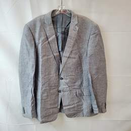 Size 44R Double Button Gray Linen and Cotton Suit Jacket