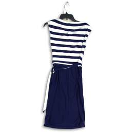 Lauren Ralph Lauren Womens White Blue Striped Sleeveless Wrap Dress Size 2 alternative image