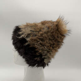 Vintage Womens Brown Rabbit Fur Stretch Winter Beanie Hat One Size alternative image