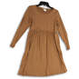 Womens Beige Long Sleeve Round Neck knee Length Fit & Flare Dress Size S image number 1
