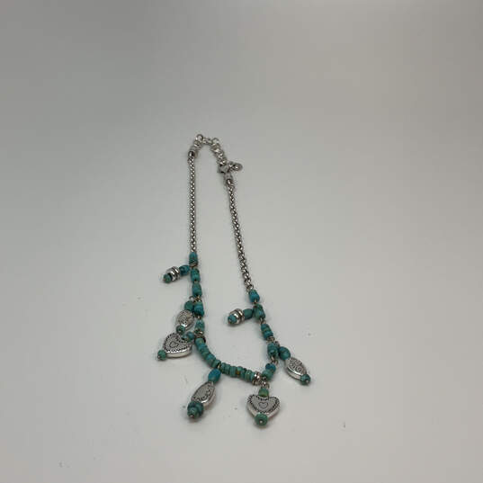 Designer Brighton Silver-Tone Blue Stone Heart Adjustable Beaded Necklace image number 3
