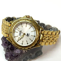 Designer Fossil AM-3117 Gold-Tone Chain Strap Round Dial Analog Wristwatch
