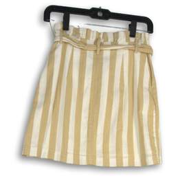 Hollister Womens Tan White Striped Button Front Belted Short A-Line Skirt XS alternative image