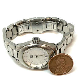 Designer ESQ Silver-Tone White Oval Dial Stainless Steel Analog Wristwatch alternative image