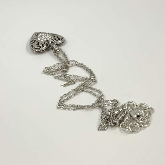 Designer Brighton Silver-Tone Heart Pendant Lobster Clasp Chain Necklace image number 2